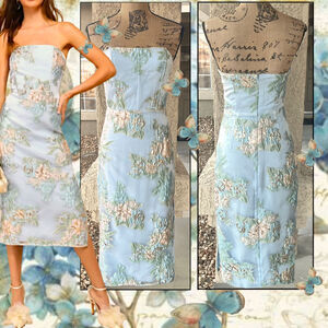 Lulu's Blue Floral Midi Dress